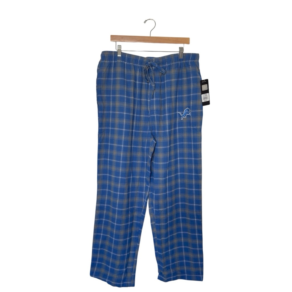 NFL XL Team Apparel Blue Detroit‎ Lions Ultimate Plaid Flannel Lounge Pants